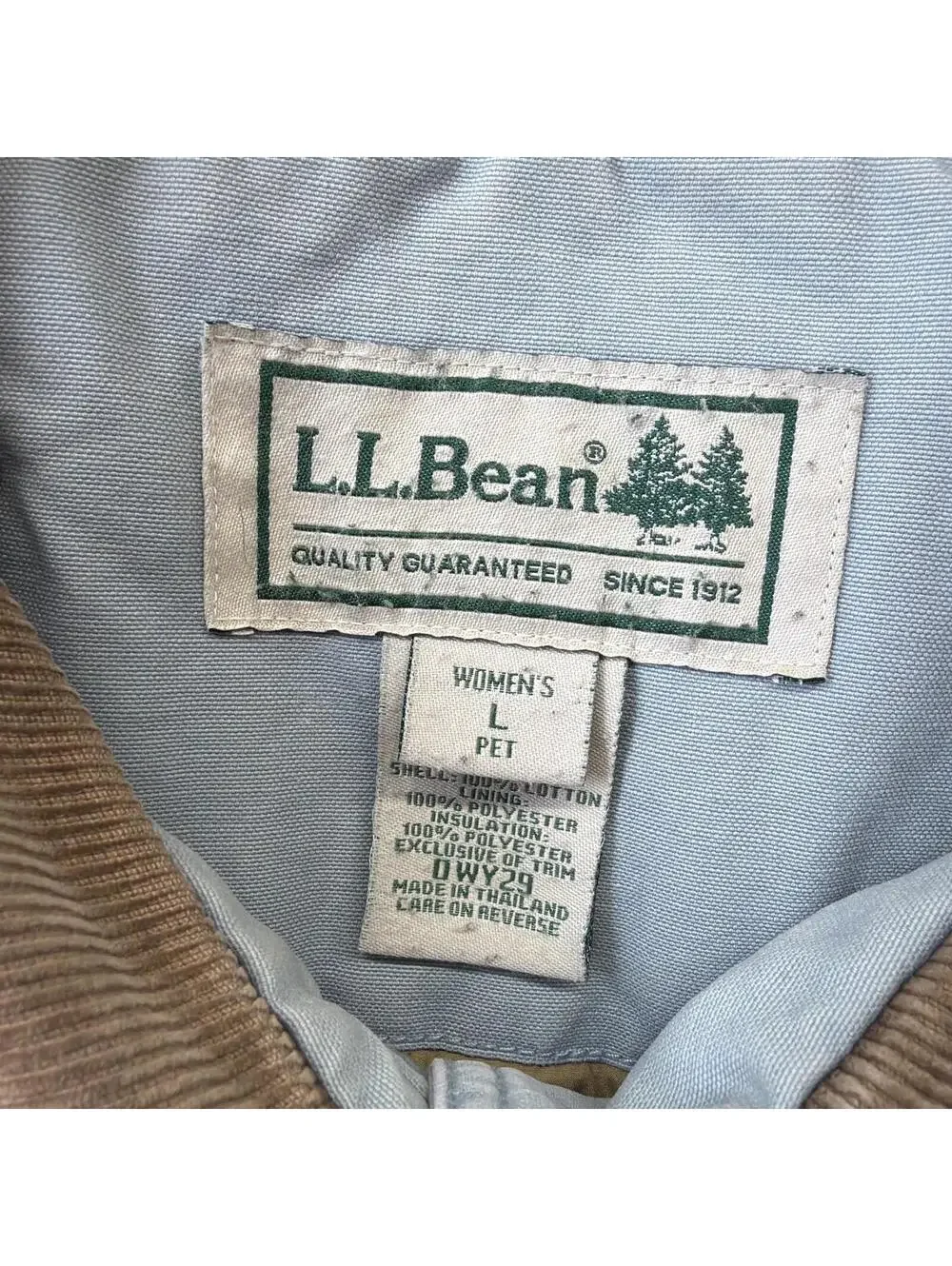 L.L.Bean Women’s Light Blue Insulated Chore Jacket Size L - Picture 5 of 9